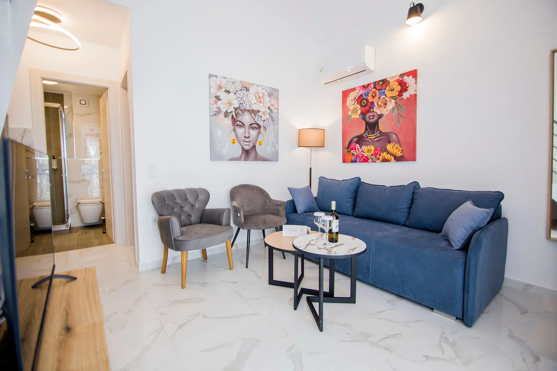 Tiara Holidays - Olympiada Residential Complex & Villas - Two Bedroom Loft with Pool Access - living room.webp